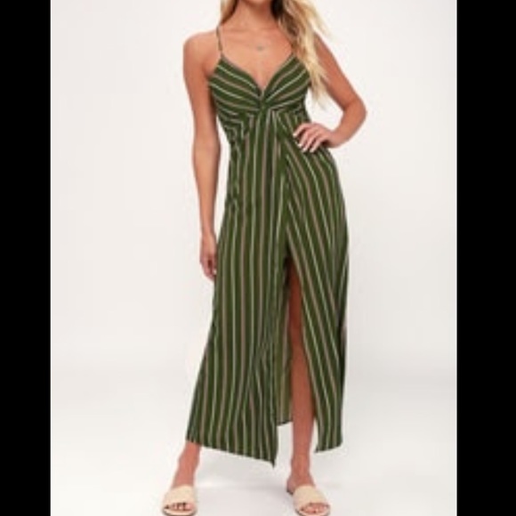 Lulus Dresses & Skirts - NWT Lulu’s J.O.A. Scotty Olive Green Striped Maxi Dress